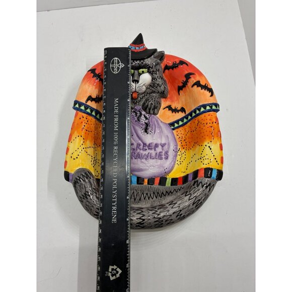 Fitz And Floyd Kitty Witches Ceramic Candy Dish Halloween Decor 11" - Picture 4 of 6